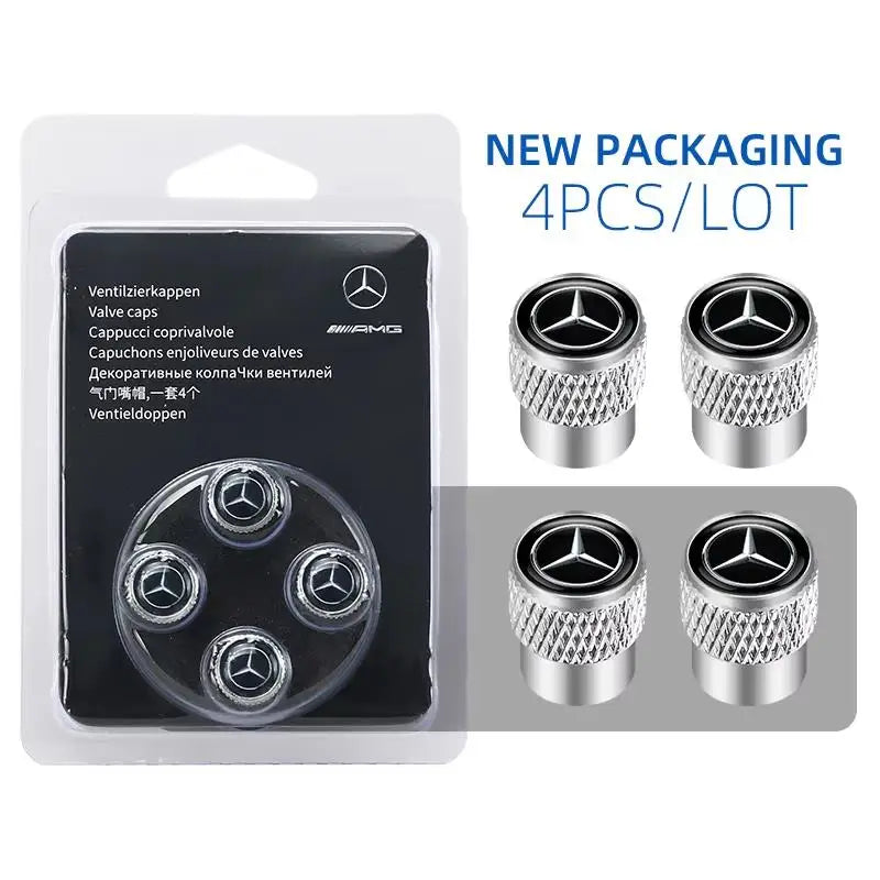 4Pcs/Set Dustproof Anti-block Tyre Valve Stem Protective Caps Fit Mercedes-Benz C W202 W203 W204 E W221 Wheel External Decor