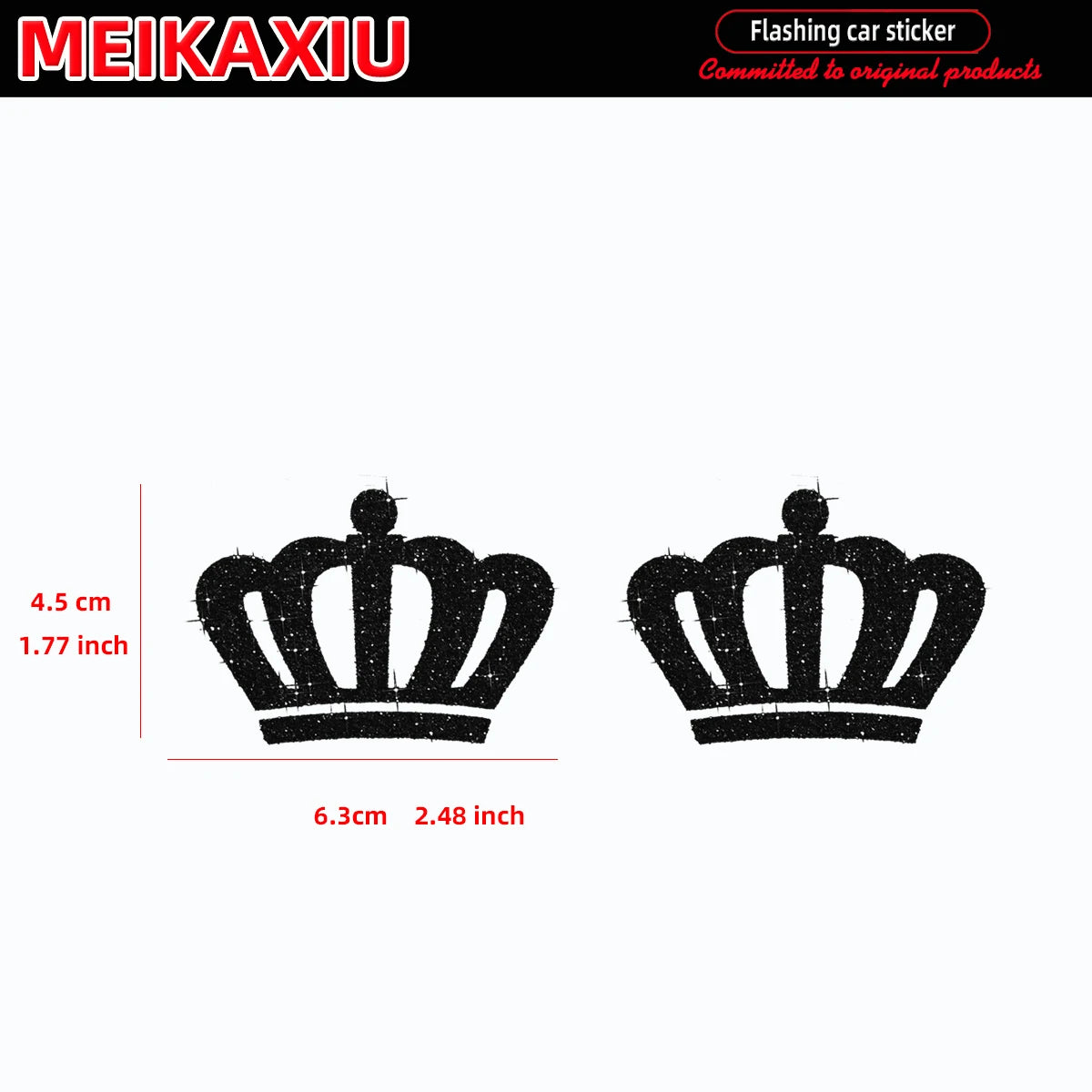 Blingbling Glittered Crown Sticker for Car Body Bumper Window Motorcycle Decal Accessory