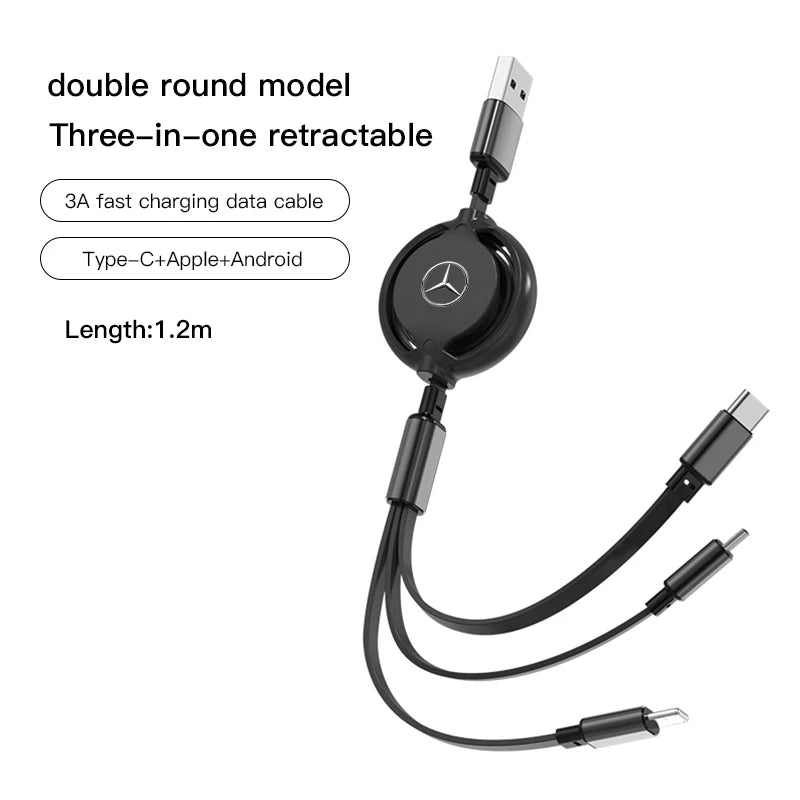 Car Fast Charger 3-in-1 Micro Data Wire USB Type Sticker For Mercedes Benz W205 S Class W204 W222 W210 W211 W203 W213 W221 W168