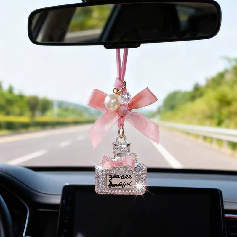 Bow Knot Diamond Car Ornament Perfume Bottle