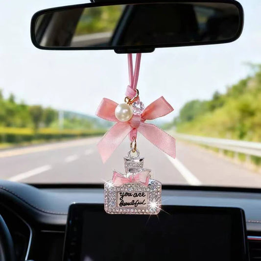 Bow Knot Diamond Car Ornament Perfume Bottle