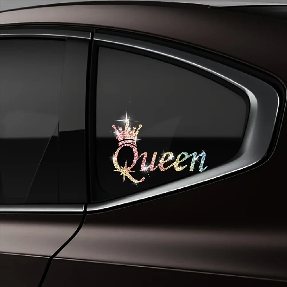 1PC Crown Queen Glitter Car Decal Waterproof Sticker
