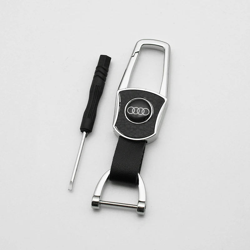 Car Leather Styling Key Chain Emblem Metal Keyring Auto Key Bag For Audi A1 A2 A3 A4 A5 A6 A7 A8 Q2 Q3 Q4 Q5 Q6 Q7 Q8 TT SQ2 S6