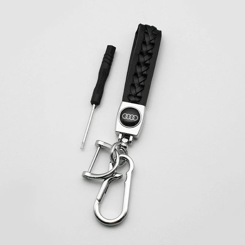 Car Leather Styling Key Chain Emblem Metal Keyring Auto Key Bag For Audi A1 A2 A3 A4 A5 A6 A7 A8 Q2 Q3 Q4 Q5 Q6 Q7 Q8 TT SQ2 S6