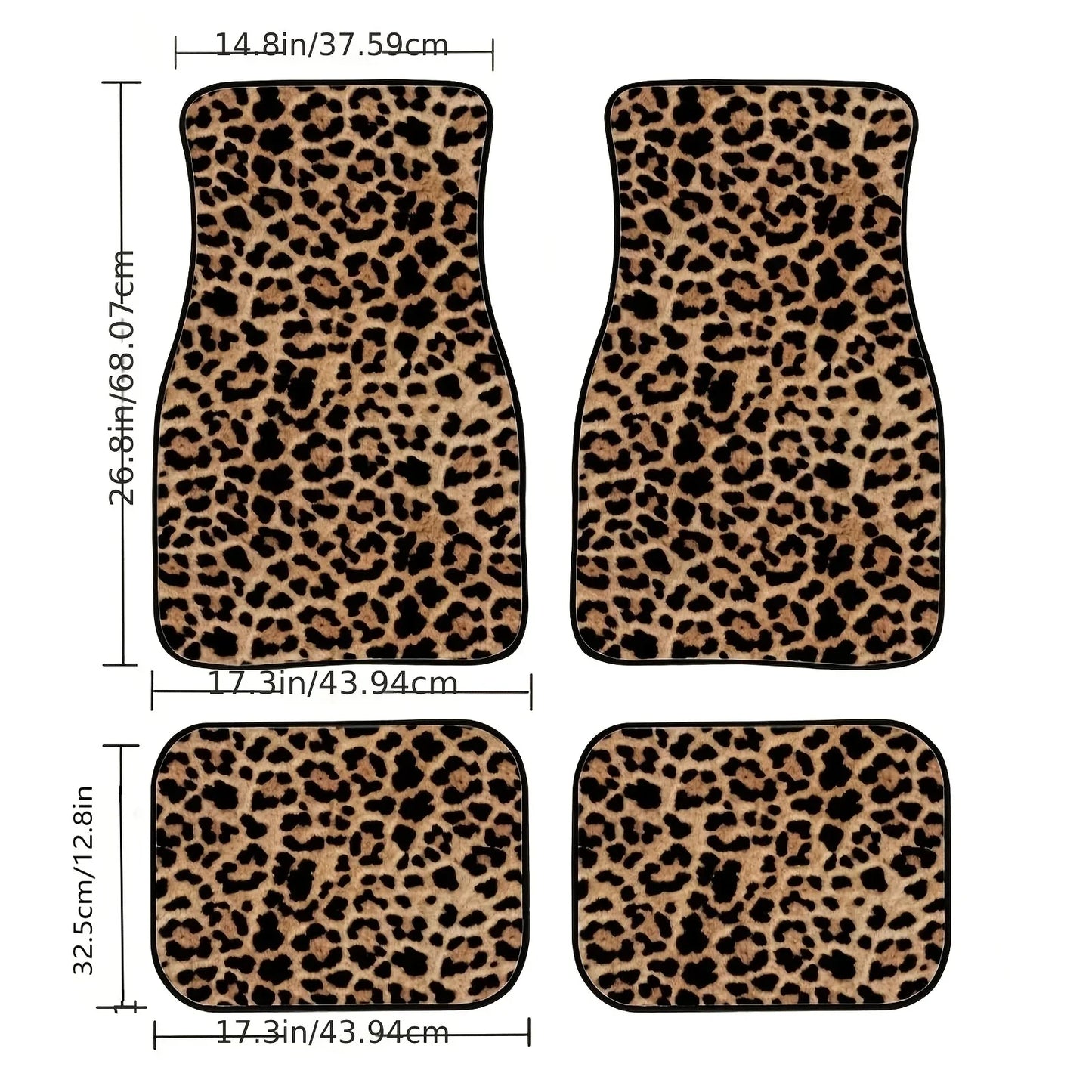 Leopard Print Car Floor Mats Set