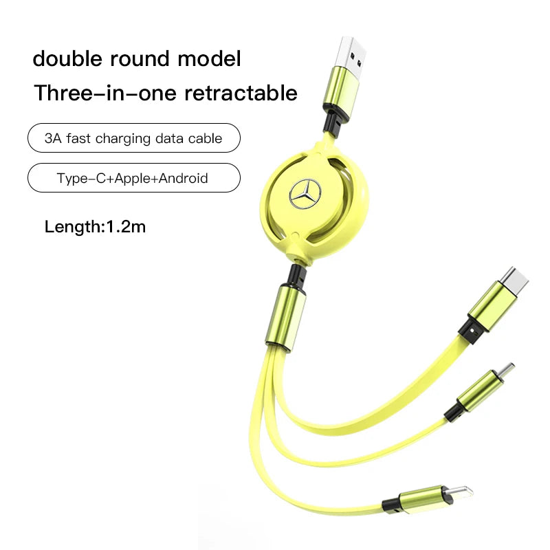Car Fast Charger 3-in-1 Micro Data Wire USB Type Sticker For Mercedes Benz W205 S Class W204 W222 W210 W211 W203 W213 W221 W168