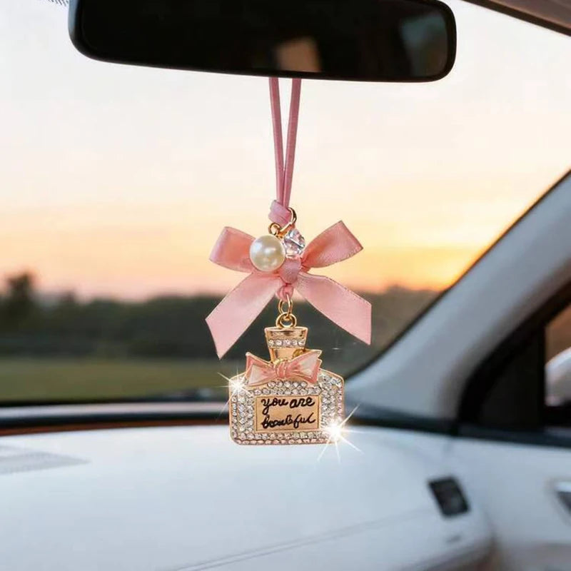Bow Knot Diamond Car Ornament Perfume Bottle