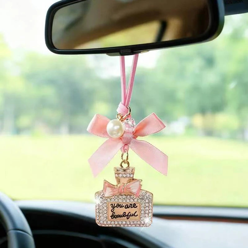 Bow Knot Diamond Car Ornament Perfume Bottle