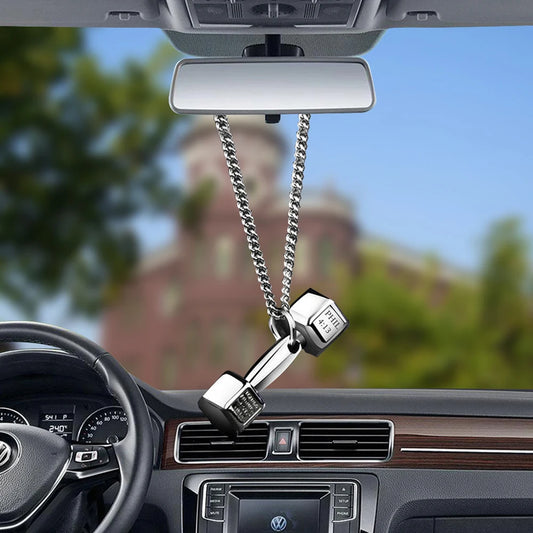 Mini Dumbbell Auto Rear View Mirror Pendant