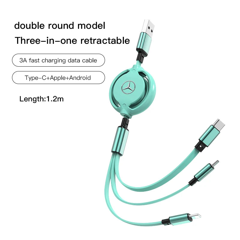 Car Fast Charger 3-in-1 Micro Data Wire USB Type Sticker For Mercedes Benz W205 S Class W204 W222 W210 W211 W203 W213 W221 W168