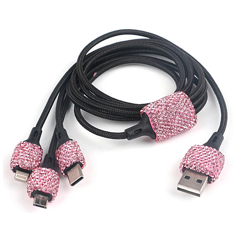 Dual USB Bling Bling Car Charger with Handmade Rhinestone