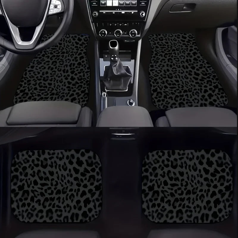 Leopard Print Car Floor Mats Set