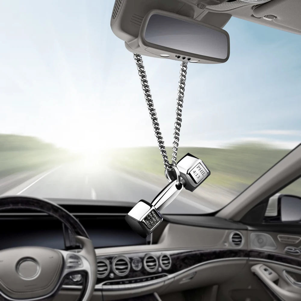 Mini Dumbbell Auto Rear View Mirror Pendant