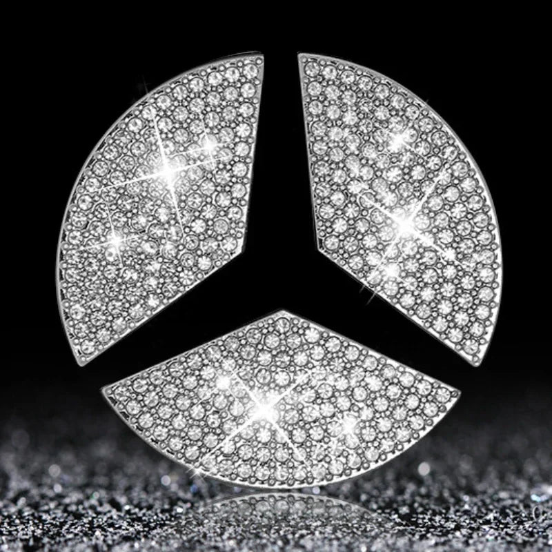 For Mercedes Car Steering Wheel Emblem Crystal Diamond Sticker For Benz A B C E Class GLA CLA GLC GLK GLE Series Accessories