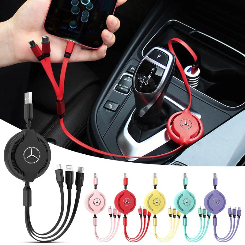 Car Fast Charger 3-in-1 Micro Data Wire USB Type Sticker For Mercedes Benz W205 S Class W204 W222 W210 W211 W203 W213 W221 W168