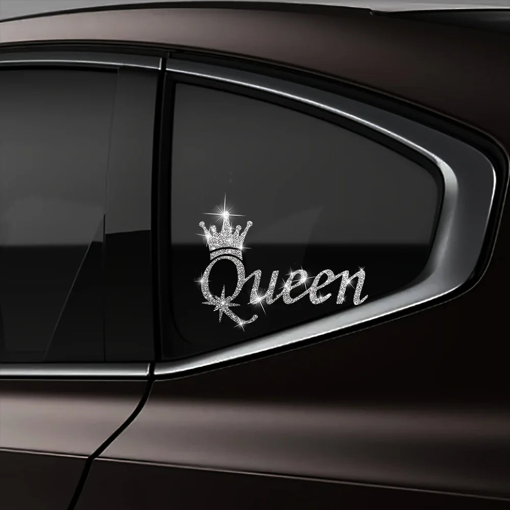 1PC Crown Queen Glitter Car Decal Waterproof Sticker