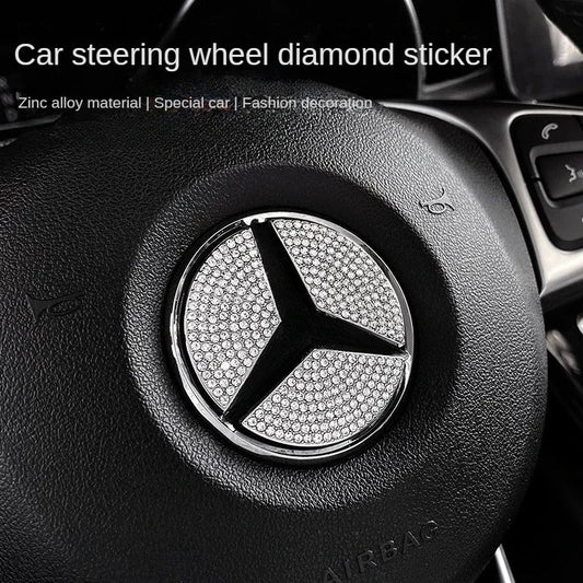 For Mercedes Car Steering Wheel Emblem Crystal Diamond Sticker For Benz A B C E Class GLA CLA GLC GLK GLE Series Accessories
