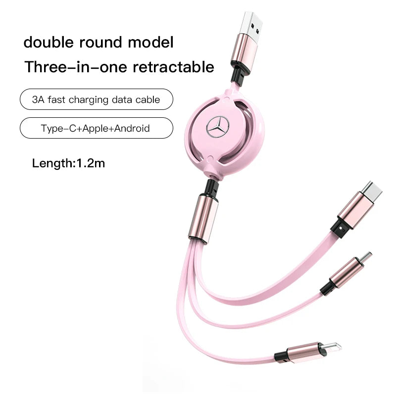 Car Fast Charger 3-in-1 Micro Data Wire USB Type Sticker For Mercedes Benz W205 S Class W204 W222 W210 W211 W203 W213 W221 W168