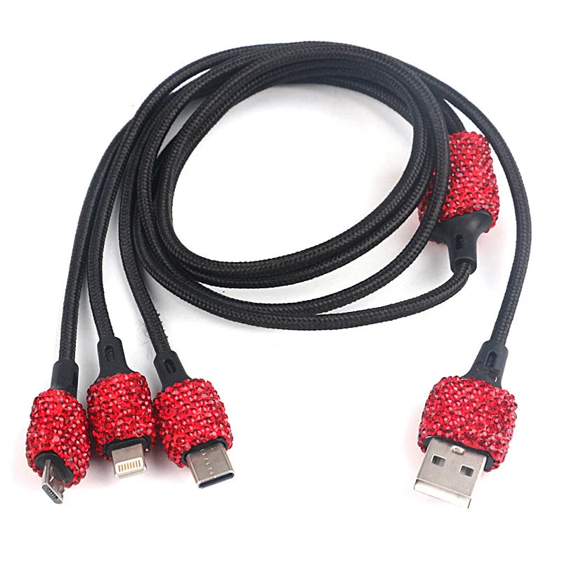 Dual USB Bling Bling Car Charger with Handmade Rhinestone
