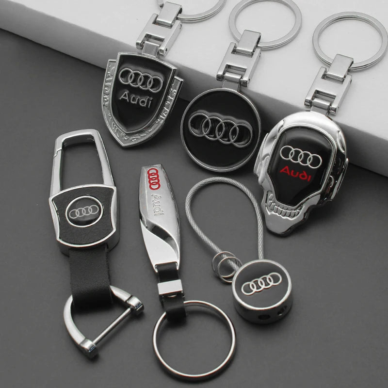 Car Leather Styling Key Chain Emblem Metal Keyring Auto Key Bag For Audi A1 A2 A3 A4 A5 A6 A7 A8 Q2 Q3 Q4 Q5 Q6 Q7 Q8 TT SQ2 S6