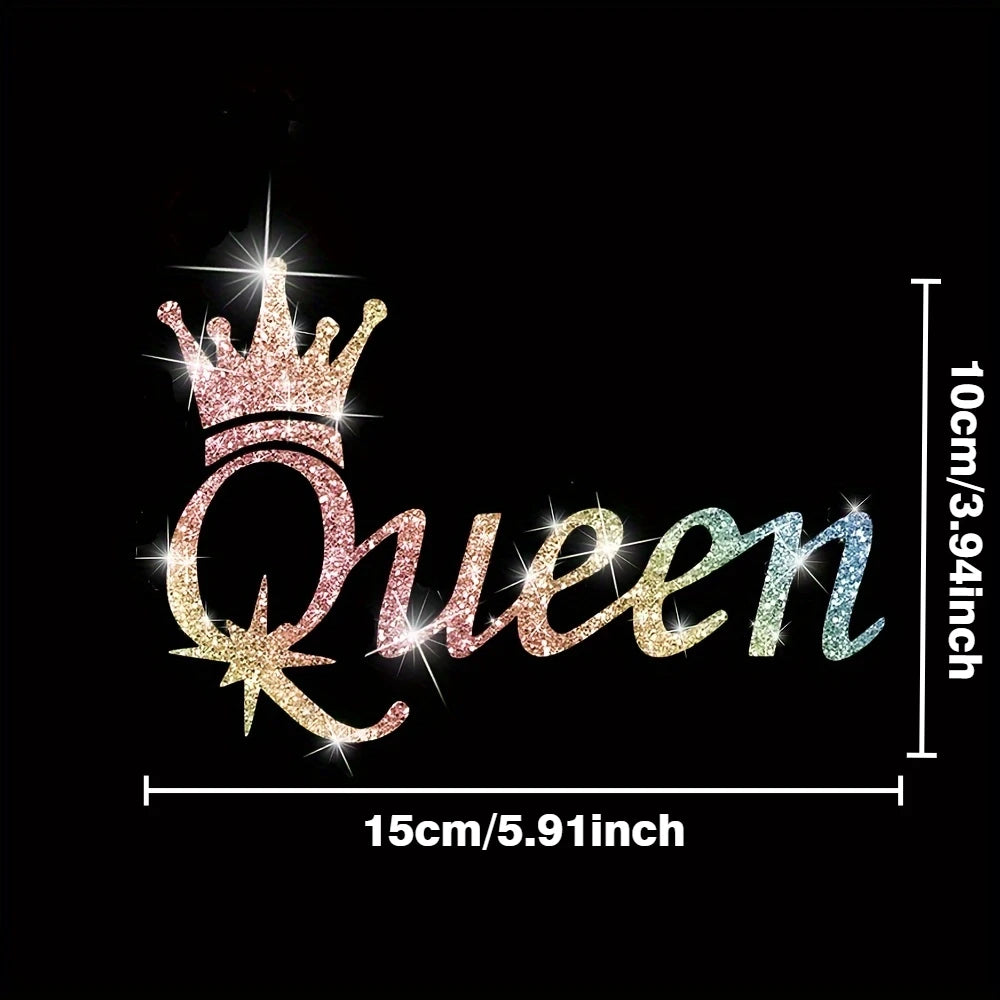1PC Crown Queen Glitter Car Decal Waterproof Sticker