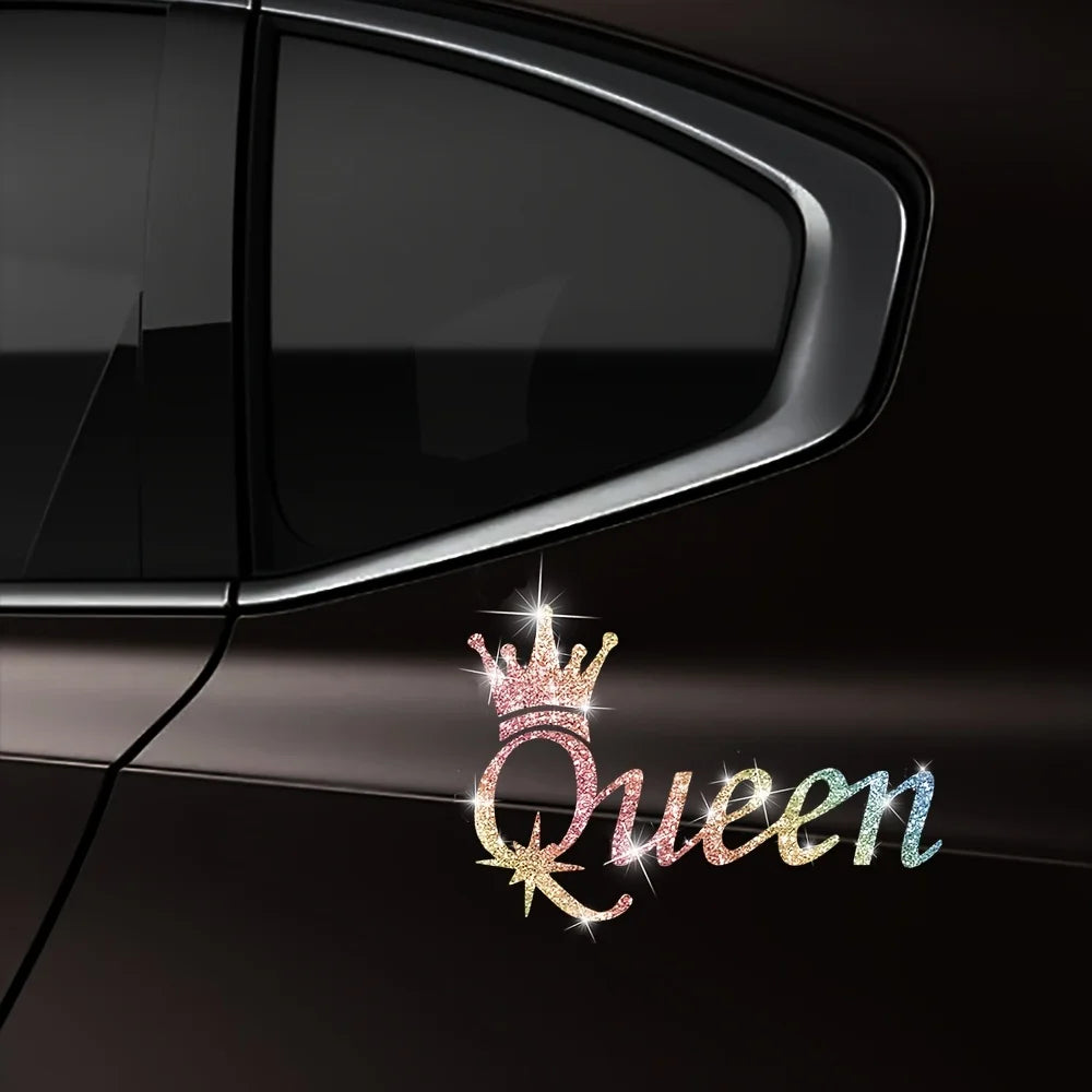 1PC Crown Queen Glitter Car Decal Waterproof Sticker