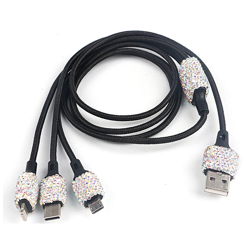 Dual USB Bling Bling Car Charger with Handmade Rhinestone