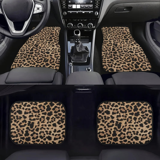 Leopard Print Car Floor Mats Set