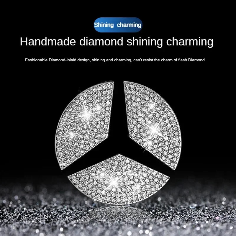 For Mercedes Car Steering Wheel Emblem Crystal Diamond Sticker For Benz A B C E Class GLA CLA GLC GLK GLE Series Accessories