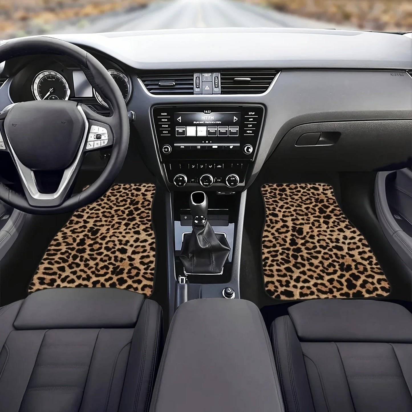 Leopard Print Car Floor Mats Set
