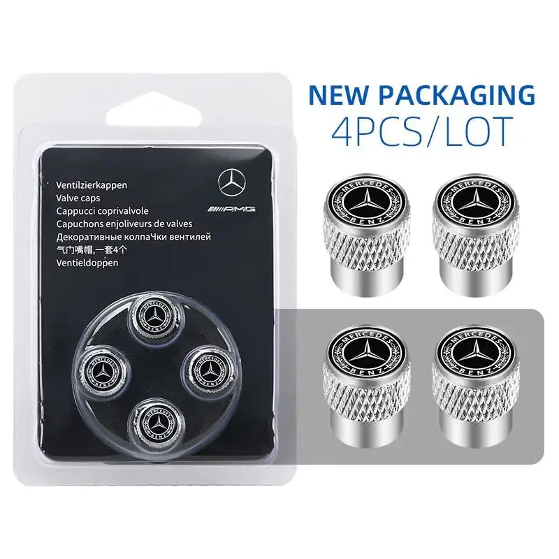4Pcs/Set Dustproof Anti-block Tyre Valve Stem Protective Caps Fit Mercedes-Benz C W202 W203 W204 E W221 Wheel External Decor
