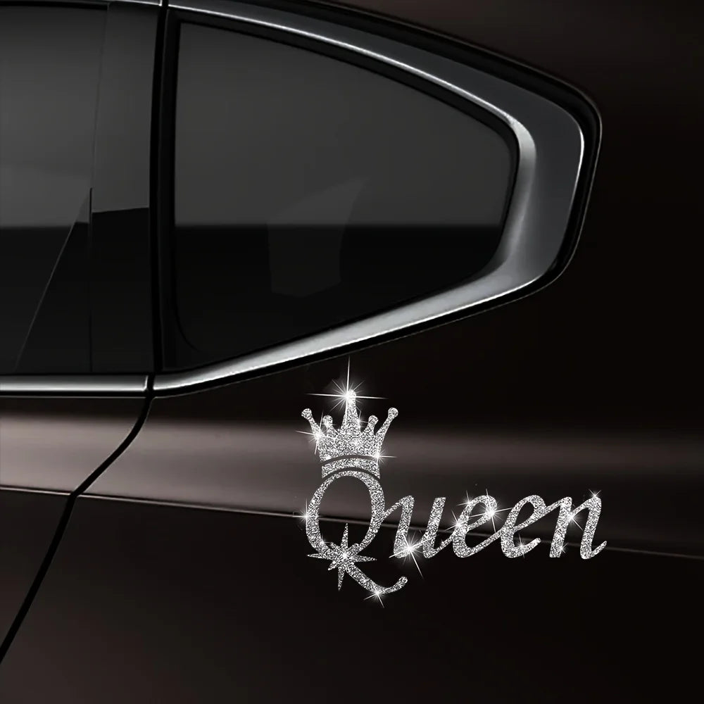 1PC Crown Queen Glitter Car Decal Waterproof Sticker
