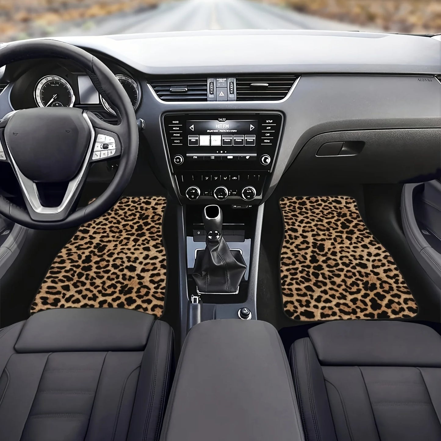 Leopard Print Car Floor Mats Set