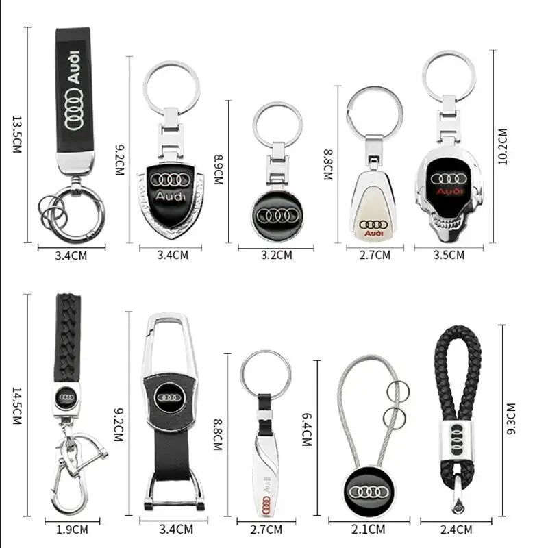 Car Leather Styling Key Chain Emblem Metal Keyring Auto Key Bag For Audi A1 A2 A3 A4 A5 A6 A7 A8 Q2 Q3 Q4 Q5 Q6 Q7 Q8 TT SQ2 S6
