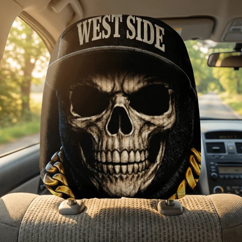 Westside Skull Car Headrest Cover
